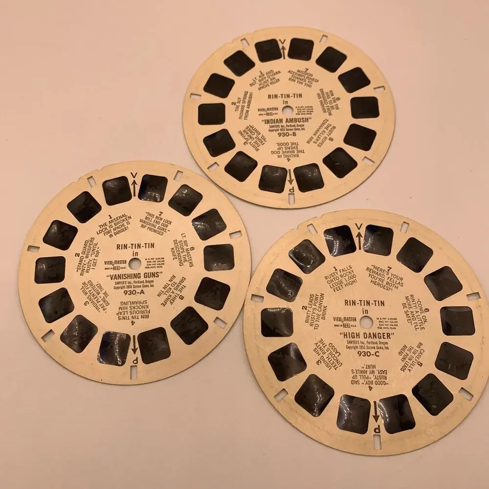 Vintage Sawyer’s View-Master Rin-Tin-Tin Packet B930 3 Reel Set with Sleeves